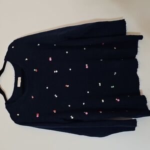 Navy Sweater with Colorful Embellishments Size 1X